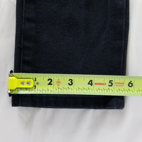 No Boundaries Jeans Juniors Size 7 High Rise Slim Straight Destroyed Black Denim - Picture 6 of 14